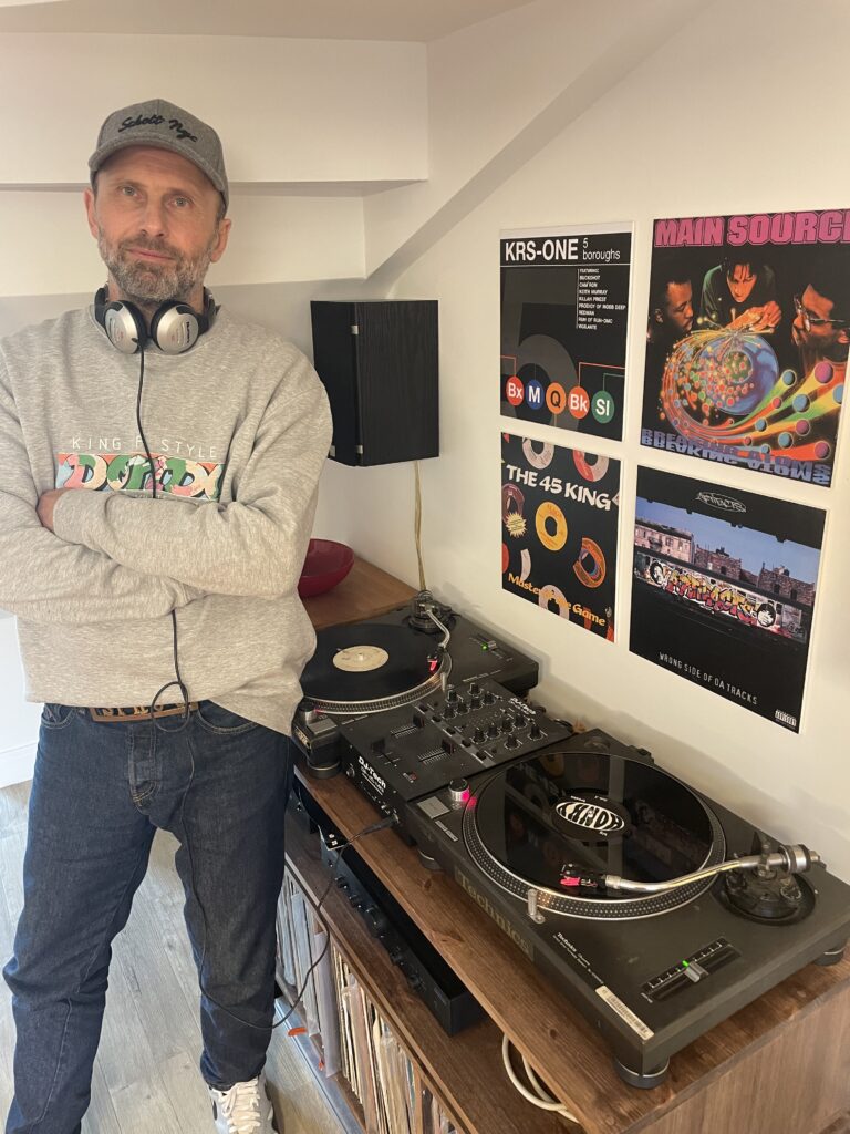 Modern day influences with hip-hop music and DJ decks